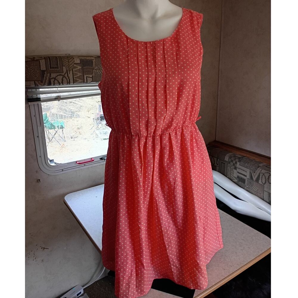 Coral Textured Sleeveless Mini Dress L Coquette Softgirl Casual Spring Quietlux